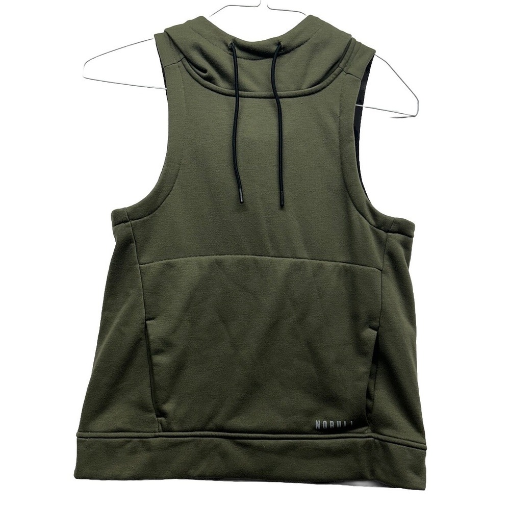 No Bull Mens Size XS Green Sleeveless Pullover Activewear Hoodie (K5)